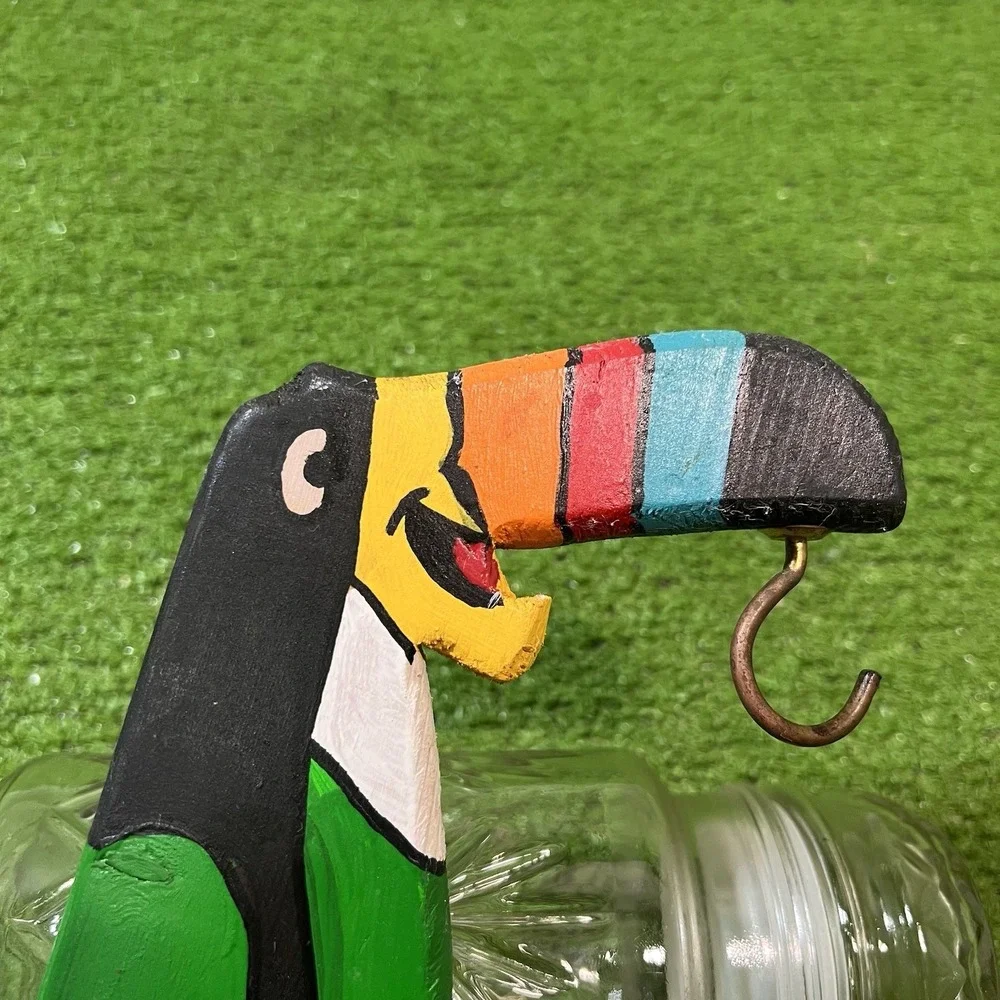 Vintage wooden banana holder hanger kitsch Homemade Kitchen Decor 1960s Toucan